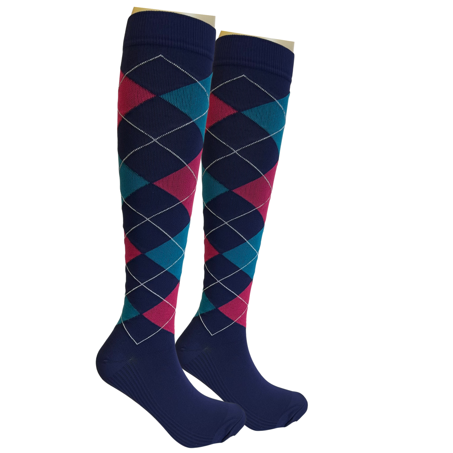 Navy argyle stockings