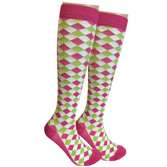 Pink argyle stockings